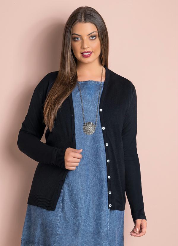 cardigan plus size preto