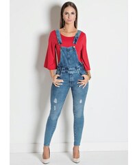 jardineira jeans sawary plus size feminina