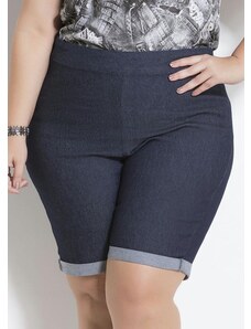 Bermuda Jeans Barra Dobrada Plus Size Marguerite