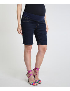 C&A Bermuda Jeans Feminina Gestante Ciclista Azul Escuro