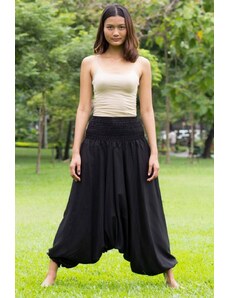 Calça Thai Calça saruel macacão preta em rayon | CalcaThai.com