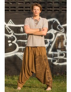 Calça Thai Calça yoga marrom masculina com bolsos e cordão 100% algodão | CalcaThai.com