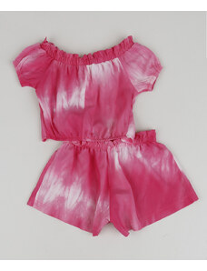 C&A Conjunto Infantil Estampado Tie Dye de Blusa + Short Rosa
