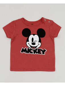 C&A Camiseta Infantil Mickey Manga Curta Gola Careca Vermelha