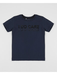 C&A Camiseta infantil Antiviral "I Do Care" Manga Curta Gola Careca Azul Marinho