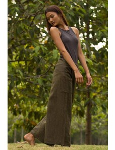 Calça Thai Calça envelope verde feminina de amarrar em 100% algodão | CalcaThai.com