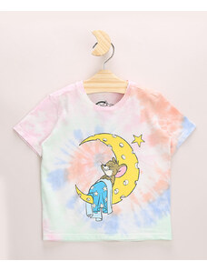 C&A Camiseta Infantil Tom e Jerry Estampado Tie Dye Manga Curta Gola Careca Multicor