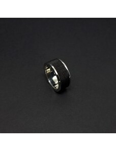 EMPÓRIOTOP Anel de Aço Inox New Black and Silver - ARO 24 (6,3 OU 6,4CM)