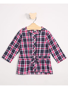 C&A Camisa Infantil Estampada Xadrez Manga Longa Rosa Escuro