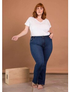 Bold Calça Jeans Flare Cintura Média Plus Size Azul