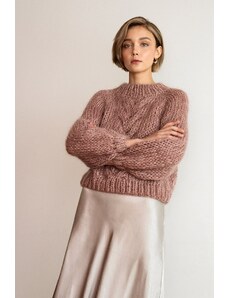 Plexida Chunky Braid Sweater In Rose Mix
