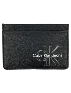 Carteira Calvin Klein Jeans Porta Cartão Couro Floater Monogram Logo Preta