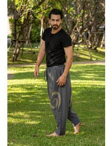 Calça Thai Calça tailandesa artesanal masculina cinza com bolso e cordão 100% algodão | CalcaThai.com