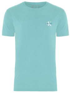 Camiseta Calvin Klein Jeans Masculina New Logo Re Issue Azul Turquesa