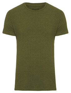 Camiseta Ellus Masculina Cotton Fine Classic Logo Mescla Verde Militar