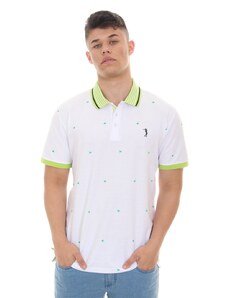 Polo Aleatory Masculina Piquet Tipped Collar Triangles Branca