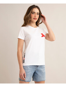 C&A camiseta de algodão la casa de papel com bordado manga curta decote redondo off white