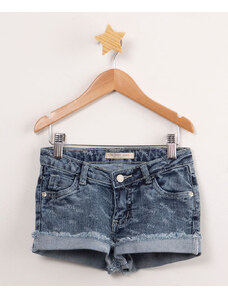 C&A short infantil jeans estampado "style girl" azul médio