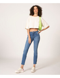 C&A Calça Jeans Feminina Super Skinny com Zíper na Barra Azul Médio