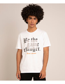 C&A camiseta de algodão "be the game changer" manga curta gola careca branca