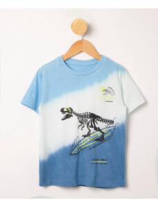 C&A camiseta infantil de algodão tie dye dinossauro manga curta azul