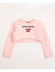 C&A blusão cropped juvenil de moletom now united rosa claro