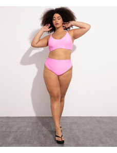 C&A biquíni calcinha plus size hot pant asa delta texturizado com proteção uv50+ mindset rosa