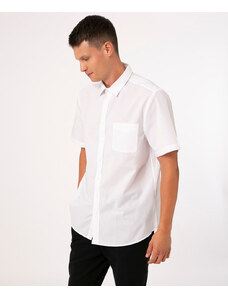 C&A camisa comfort de tricoline manga curta branca