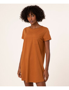 C&A vestido básico de algodão manga curta marrom médio