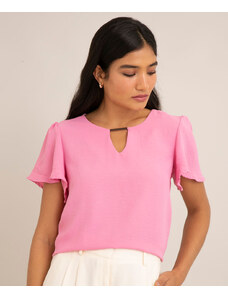 C&A blusa com aviamento no decote manga curta ampla rosa
