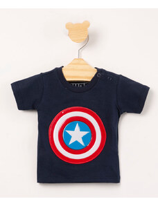 C&A blusa infantil manga curta escudo do capitão américa azul marinho