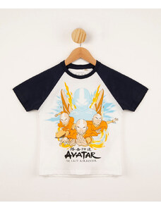 C&A camiseta infantil de algodão raglan manga curta avatar off white