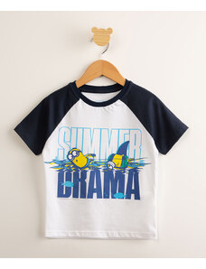 C&A camiseta infantil raglan minions manga curta off white