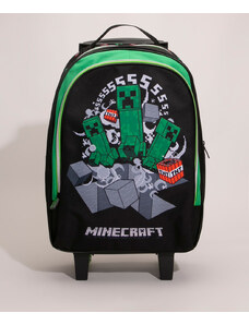 C&A mochila escolar infantil com rodinhas minecraft preto