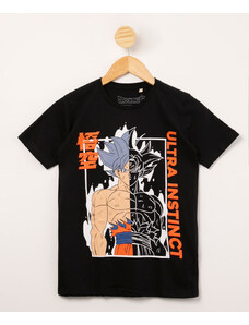 C&A camiseta juvenil de algodão dragon ball manga curta preta