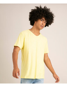 C&A Camiseta Masculina Básica Flamê Manga Curta Gola V Amarela Claro
