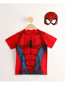 C&A Camiseta Infantil de Algodão Homem Aranha Manga Curta + Máscara Vermelha