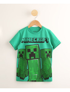 C&A Camiseta Infantil de Algodão Minecraft Manga Curta Verde