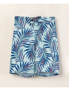 C&A bermuda surf infantil estampado floral com bolso azul claro
