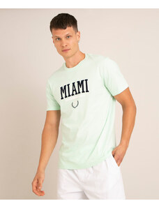 C&A camiseta de algodão "miami" manga curta gola careca verde claro