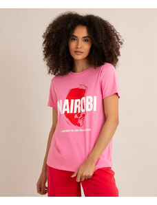 C&A camiseta nairobi la casa de papel manga curta decote redondo rosa