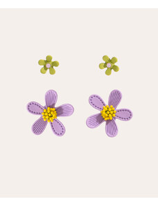 C&A kit de 2 brincos de flor lilás