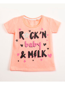 C&A camiseta infantil manga curta rock'n & milk coral