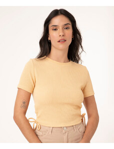 C&A blusa de malha amarração lateral bege
