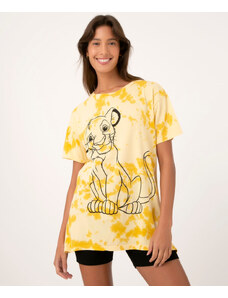 C&A Camiseta Feminina Simba O Rei Leão Estampada Tie Dye Manga Curta Decote Redondo Amarela