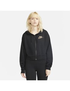 nike essentials polyknit zip up moletom com capuz in black