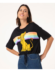 C&A camiseta cropped amarração rei leão preto