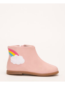 C&A bota infantil cano baixo arco íris molekinha rosa