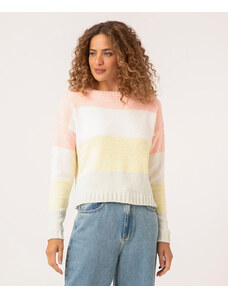 C&A suéter de chenille listrado rosa claro