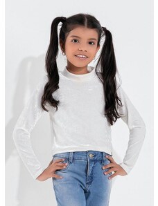 Moda Pop Blusa Infantil Off White com Gola